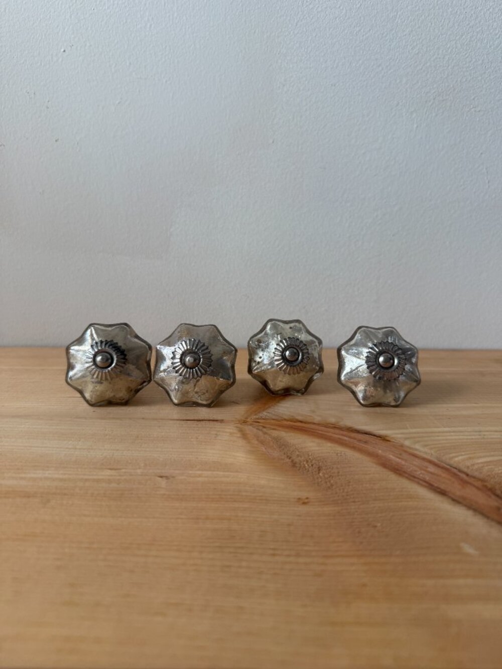 Anthropologie Vintage-Style Drawer Pulls Mercury Glass Scalloped Hardware